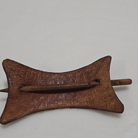 Leather Hair Barrette with Turquoise Stones